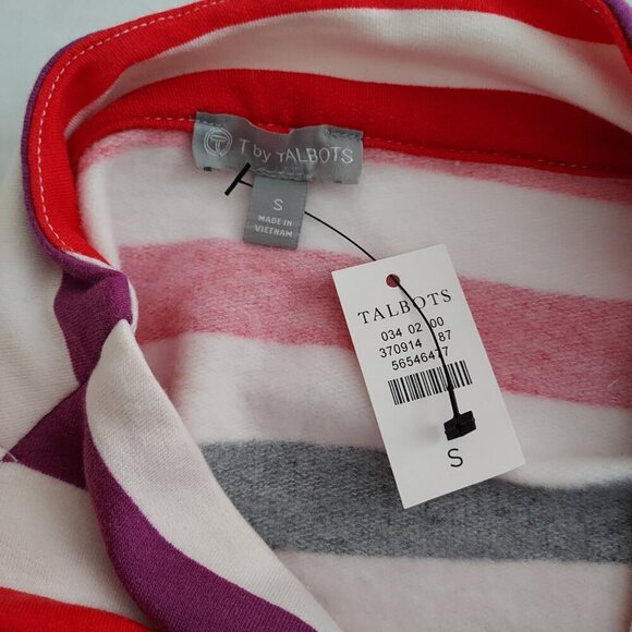 Talbots Mockneck Button Detail Pullover-Alpine Stripe Size Small - Picture 8 of 8